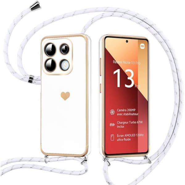 Coque - E.F.CONNECTION - för Xiaomi Redmi Note 13 Pro 4G - Stötsäker - Mjuk - Hjärtmönster Vit