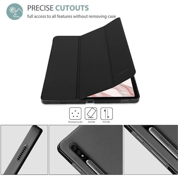 Coque Tablett - E.F.CONNECTION - för Samsung TAB S8 - Svart - PU-läder - Mikrofiber - 11 tum Svart