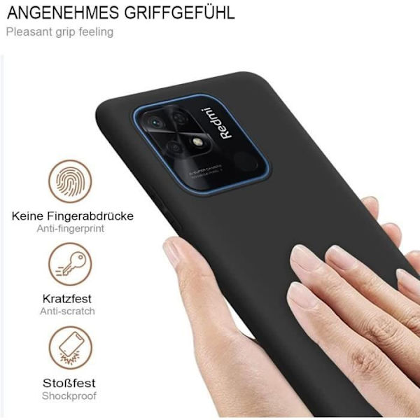 Beskyttelsesetui - E.F.CONNECTION - til Xiaomi Redmi 10C - Sort - Fleksibel - Inkluderer hærdede glas Svart