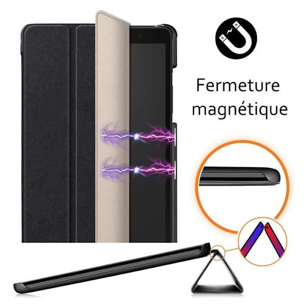 Smart fodral - Toproduits® - Galaxy Tab A7 Lite 8,7" - Ultratunt - Stylus ingår - Mikrofiberskydd Svart