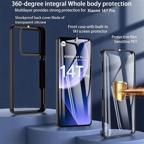 Beskyttelsesetui - E.F.CONNECTION - Xiaomi 14T Pro - Stødsikker - Gennemsigtigt design - Sort kant Svart