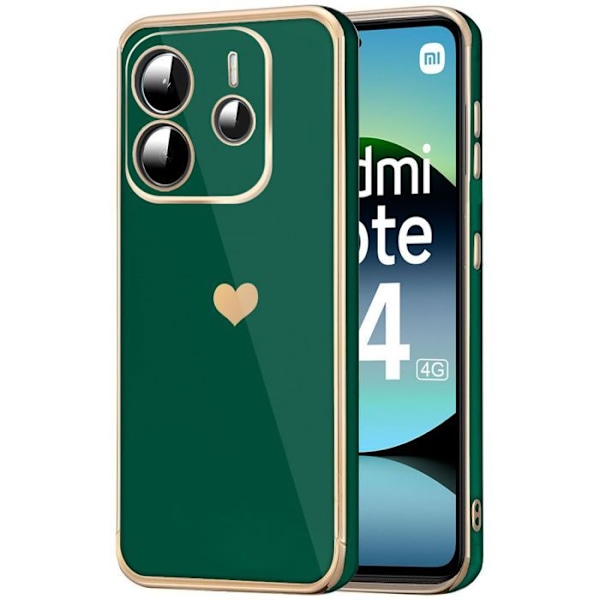 Skyddsfodral för Xiaomi Redmi Note 14 4G (inte för 5G) Skydd Mönster Hjärta Stötbeständig Lätt - Mörkgrön Nattgrönt