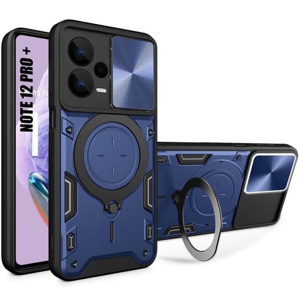Coque - E.F.CONNECTION - För Xiaomi Redmi Note 12 Pro+ 5G - Mörkblå - Stötsäker - Rotationsringstöd marinblå