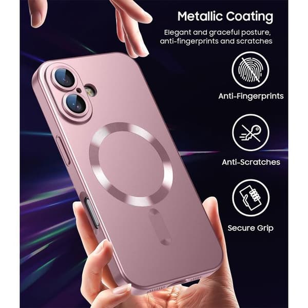 Skyddande Skal - E.F.Connection - för iPhone 17 Pro Max - Rosa Magnetring - 2 Härdat Glas Rosa
