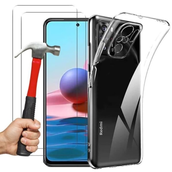 Fodral för Redmi Note 10 4G (6,42") Mjukt förstärkt skydd Anti-chock silikon med härdat glas Transparent