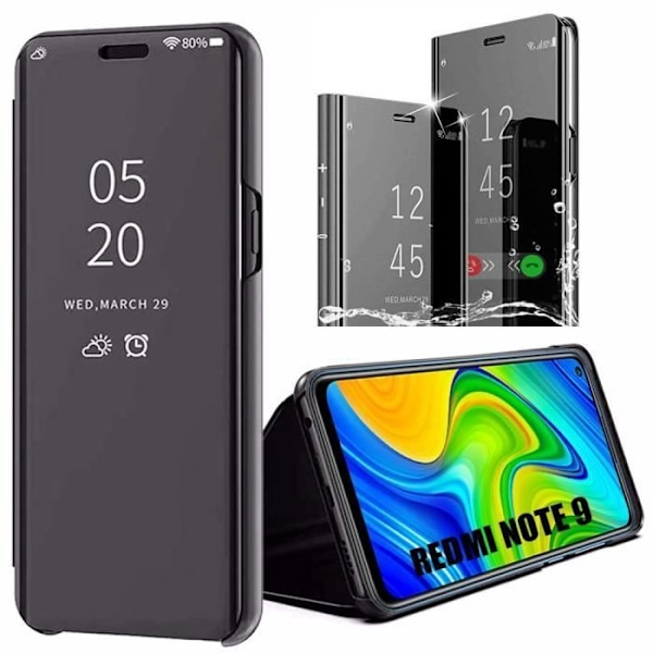 Coque för Redmi Note 9 - E.F.CONNECTION - Svart - Genomskinligt Fönster - Förstärkt Skydd svart