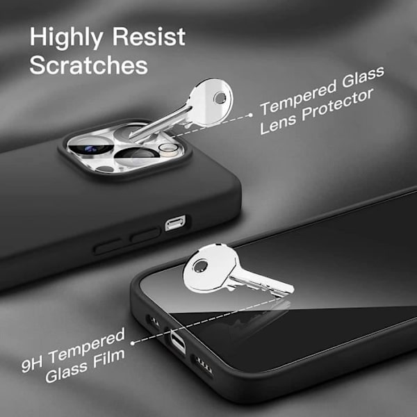 Fodral för iPhone 14 Pro (6,1") svart TPU + 3 härdade glasögon och 2 bakre kameraskydd