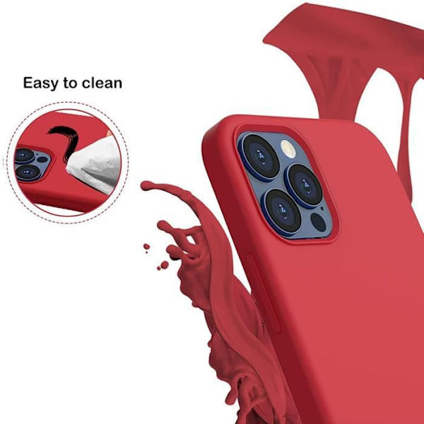 Slankt silikone etui til iPhone 13 (6.1") rødt og 2 hærdet glas skærmbeskytter E.F. Connection