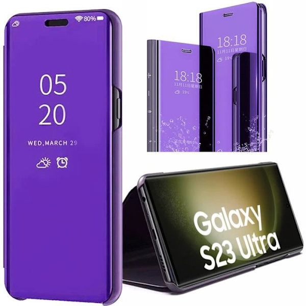 Fodral till Samsung Galaxy S23 Ultra Violet Full Skydd Anti-Scratch Clear View Lila