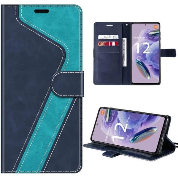 Skydd för Xiaomi - Redmi Note 12 Pro Plus 5G - PU-läder - Inbyggt stöd - Blå Blå