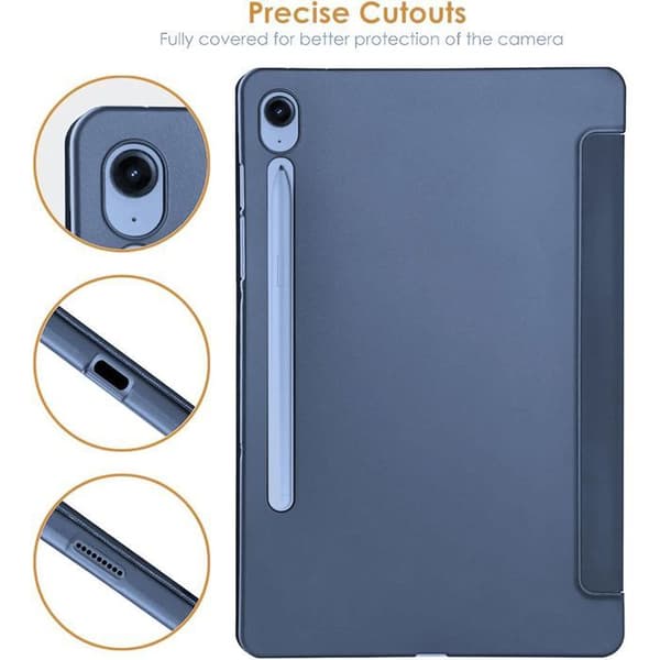 Coque - E.F.CONNECTION - för Samsung Galaxy Tab S9 FE / S10 FE / S10 Lite - Stötsäker - Inbyggt stativ - Mörkblå marinblå
