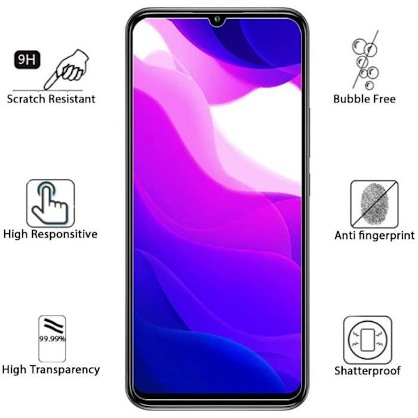 [3 delar härdat glas för XiaoMi Mi 10 lite-10 Lite 5G skärmskydd, glasskydd 9H hårdhet, bubbelfri, hög