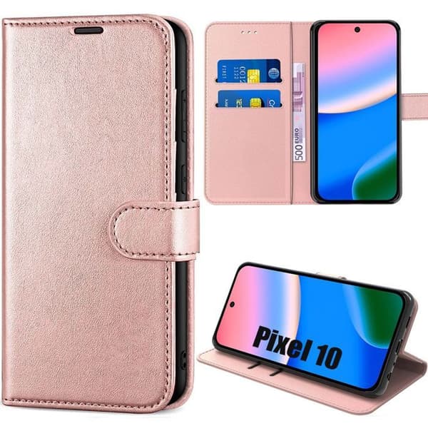Skyddsskal - E.F.Connection - för Google Pixel 10 - Stöd för stötar Konstläder Lyx Rosa Rosa