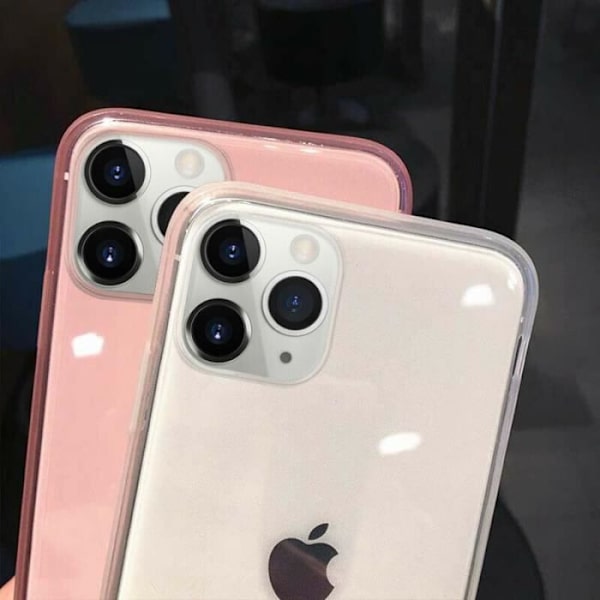Fodral för iPhone 12 Pro Max + Skärmskydd i härdat glas, mjukt silikonskyddsfodral Bumper Clear Pink