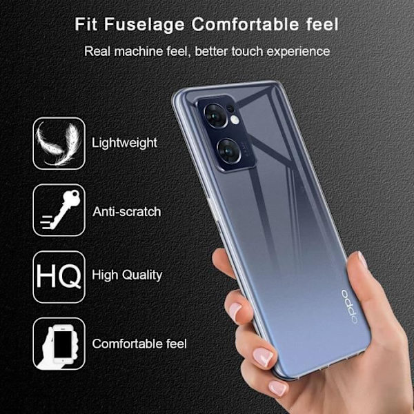 Set med 2 härdade glasögon + fodral för OPPO Find X5 Lite Anti-Scratch Förstärkta hörn Stötsäker