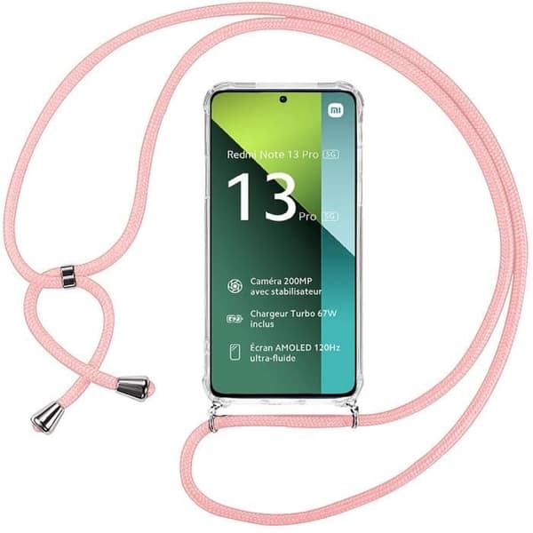 Coque - E.F.CONNECTION - för Xiaomi Redmi Note 13 Pro 5G - Förstärkt TPU - Repellerande - Rosa Snodd Rosa
