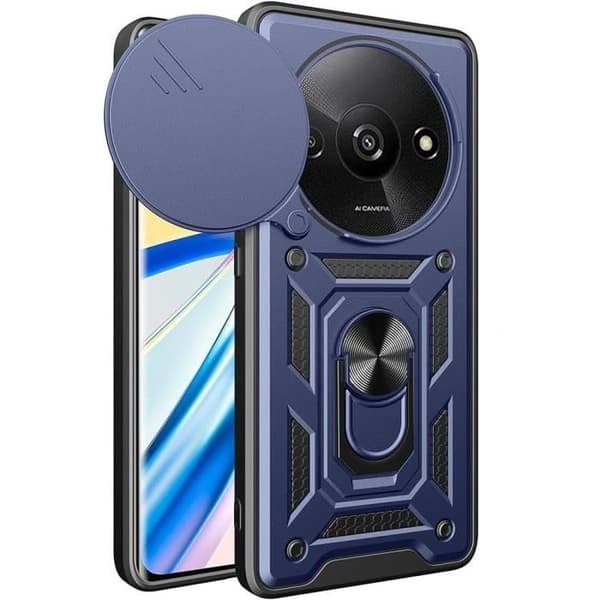 Skydd för Xiaomi Redmi A3 - Mörkblå - 360° Skydd - Rotera stöd - PC + TPU marinblå