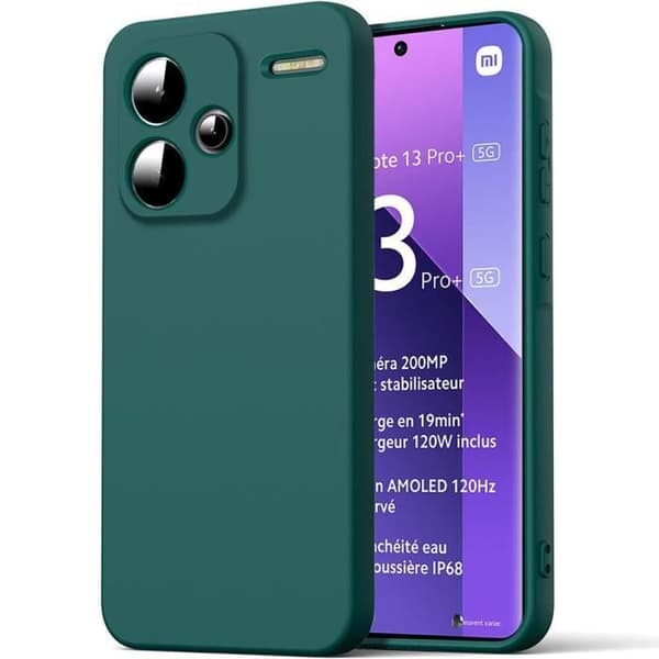 Coque - E.F.CONNECTION - för Xiaomi Redmi Note 13 Pro+ 5G - Silikon - Stötabsorberande - Mörkgrön Midnattsgrönt