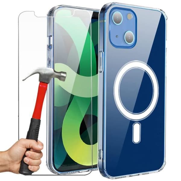 Coque - E.F.Connection - för iPhone 13 mini - Transparent - Mjuk - 2 Härdat glas Transparent