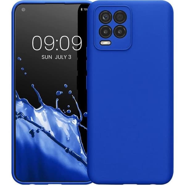 skyddande skal - realme - 8 Pro - stötsäker - slitstark silikon - 2 härdade glas Blå
