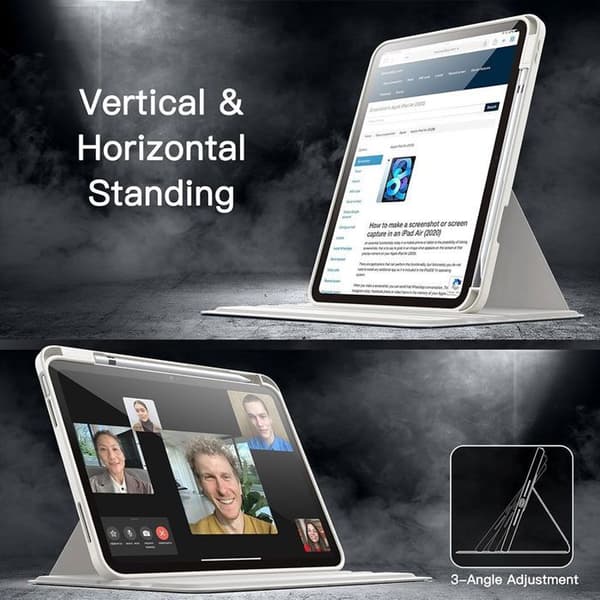 Skal + Härdat Glas för iPad 10,2" (2019/2020/2021) Stötsäker Rotations med Stylushållare - Grå Grå