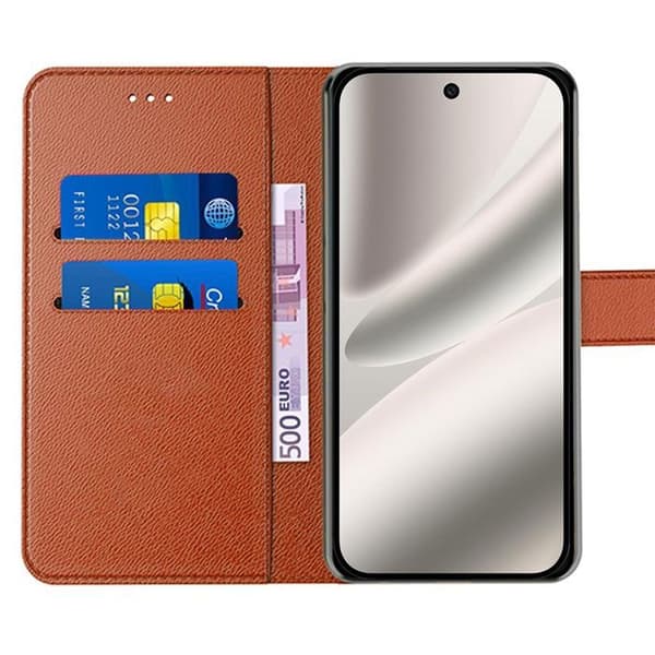 Skyddsskal - E.F.Connection - för Google Pixel 10 Pro - Stötsäker Syntetläder Brun - 2 Glas kastanj