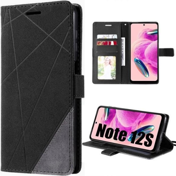 Coque til Xiaomi Redmi Note 12S - E.F.Connection - Retro Magnetisk Etui - PU Læder - Stødabsorberende - Sort Svart