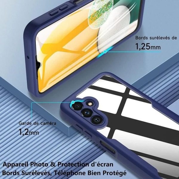Helkroppsfodral för Samsung Galaxy A54 hårdförstärkt kant 360 graders skydd - Marinblå