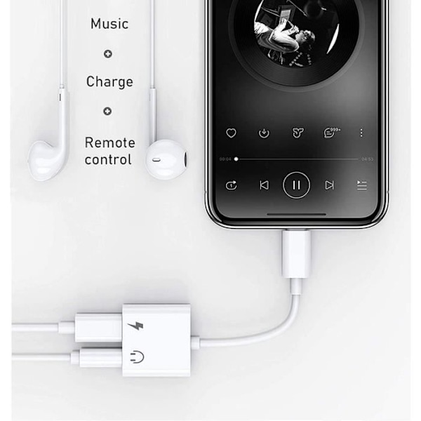 2-portars Lightning till 3,5 mm Mini Jack-kabeladapter, 2 i 1 Lightning Converter Adapter