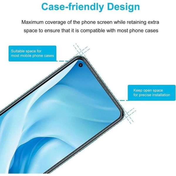 Härdat glas för Xiaomi Mi 11 Lite Enkel installation Anti-scratch Pack om 2 Transparent