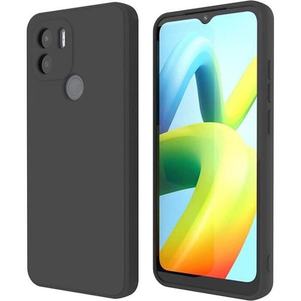 Fodral för Redmi A1+/A2+ (A1 Plus/A2 Plus) med 2 anti-skrapa härdat glas enfärgad svart Svart