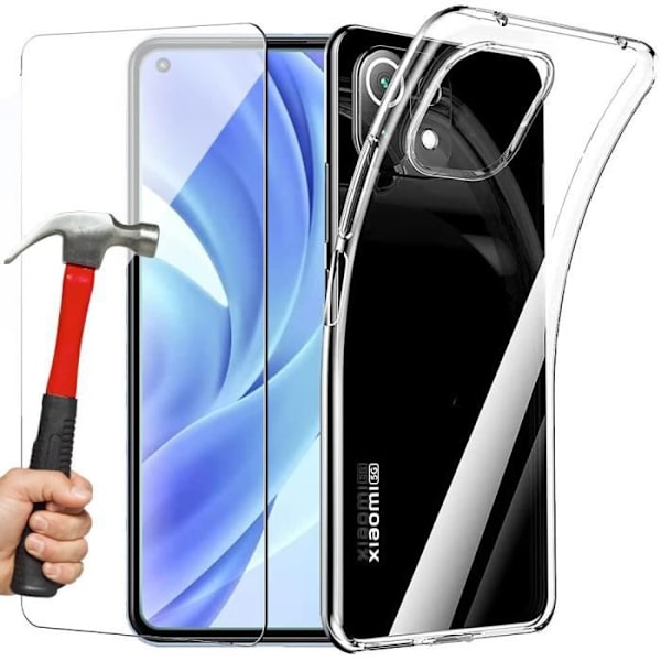 Silikonfodral till Xiaomi Mi 11 Lite + 2 härdade glasögon Transparent skydd