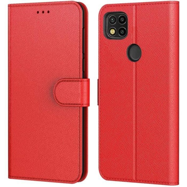 Plånboksfodral för Redmi 10A Red Anti-Scratch 360 graders skydd