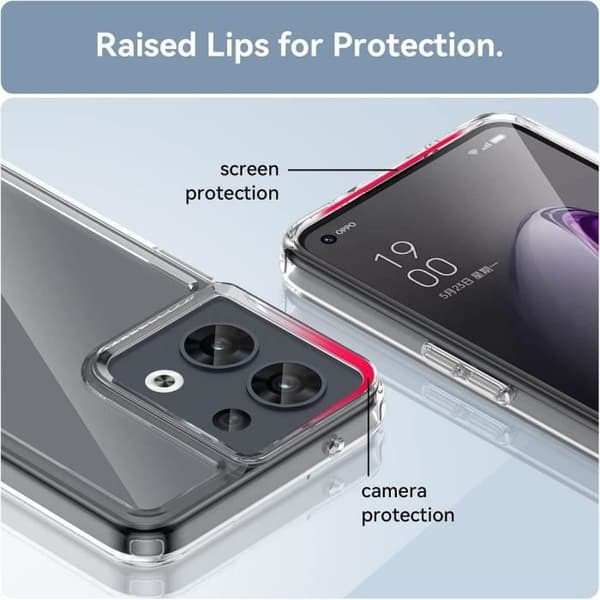 Skyddsskal - E.F.CONNECTION - för OPPOReno 8 5G - Ultra Slim Silikong - Transparent - 2 Härdat Glas Transparent