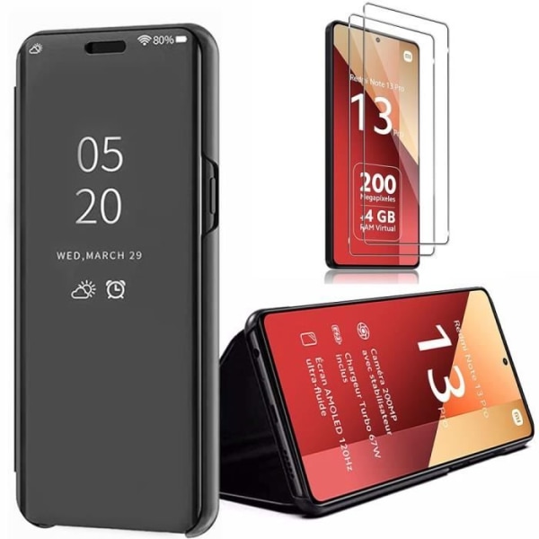 Coque - Xiaomi - Redmi Note 13 Pro 4G - Stødabsorberende - Sort - 360° med Tempereret Glas Svart