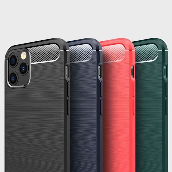 Silikonfodral till iPhone 12, Stötsäkert mjukt kolfibermönster - Marinblå