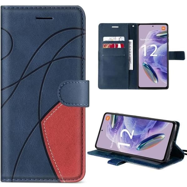 Fodral till Xiaomi Redmi Note 12 Pro Plus 5G - Note 12 Pro+ 5G, marinblått läderfodral (ej för Redmi Note 12 Pro) marinblå