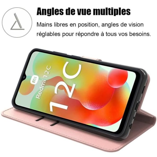 Fodral till Xiaomi Redmi 12C-11A Skydd Syntetiskt läder Anti-Scratch - Rosa
