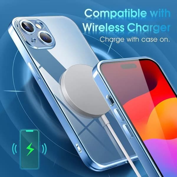 Skyddshölje - E.F.CONNECTION - för iPhone 15 - Silikon TPU - Kromad - Blå Blå