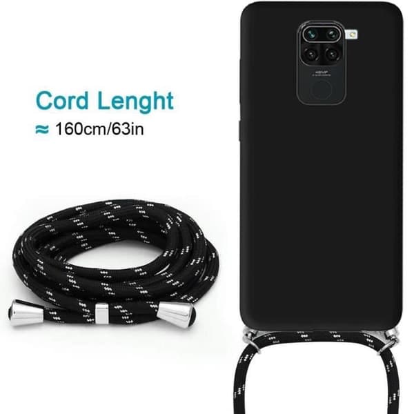 Coque - E.F.CONNECTION - för Redmi Note 10 4G - Silikon Svart - Stötsäker - Justerbar Rem Svart
