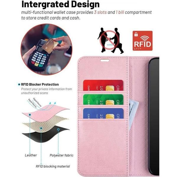 Coque + Temperede Glas - Samsung - Galaxy S24 Plus - Rosa - Stødabsorberende - Lædereffekt Rosa
