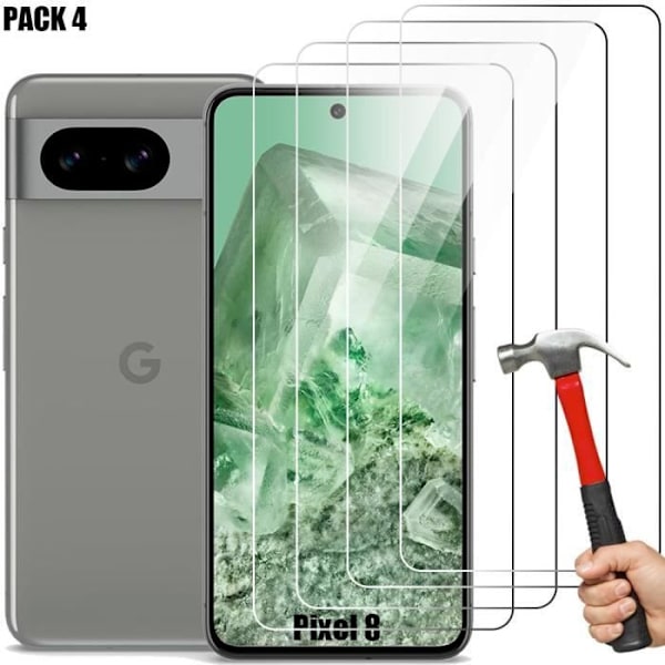 Skärmskydd - Google - Pixel 8 - Härdat glas - Transparent - Stöttålig - 4 stycken Transparent