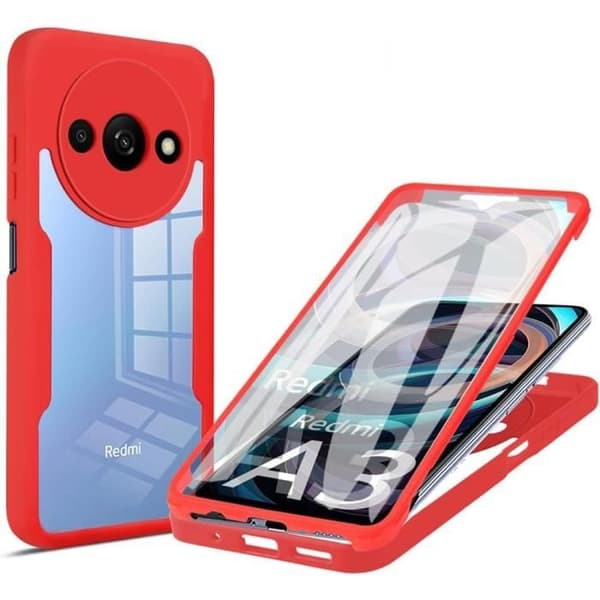 Coque - E.F.CONNECTION - för Xiaomi Redmi A3 - Skydd 360° - Förstärkt kant - Styv Röd
