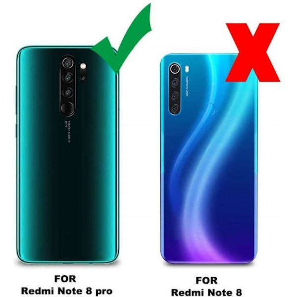 Beskyttelsesskal - MP4 TELECOM - Xiaomi Redmi Note 8 Pro - Transparent Silikone - Tempereret Glas - Ridseresistent