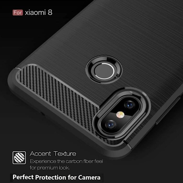Fodral för Redmi 8 (6,21") Inkluderat härdat glas Svart silikon Anti-chock Funktioner Ståldesign Tpu-förstärkt skydd Svart