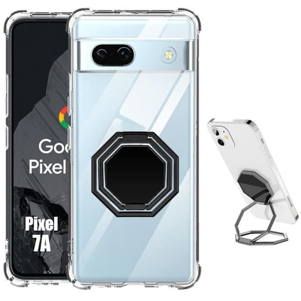 Siliconhölje - Google - Pixel 7a - Stötsäker - Justerbart Stöd - Transparent Svart Transparent