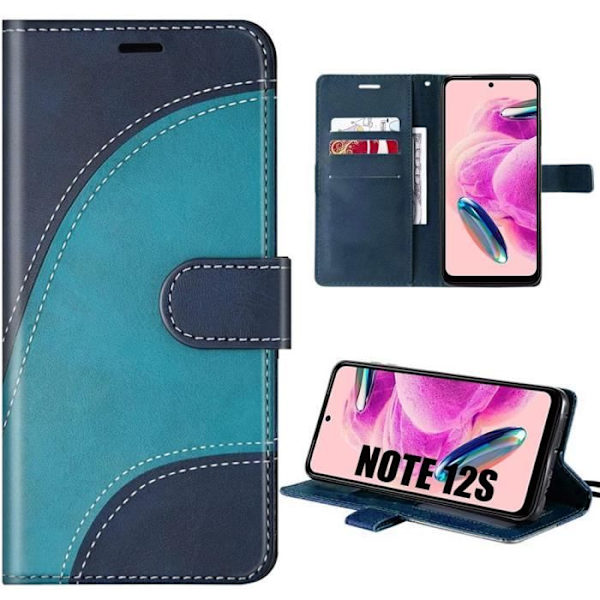Coque - Xiaomi - Redmi Note 12S - PU-läder - Plånbok - Stöd Blå