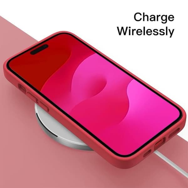 Coque - E.F.CONNECTION - för iPhone 15 Pro - Mjuk - Stötte tålig - Härdat glas Röd