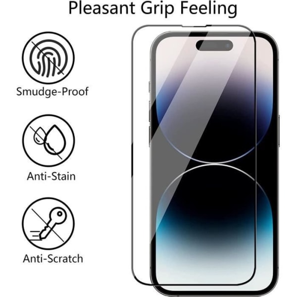 3 x helhärdat glas för iPhone 14 Pro Max (6,7") helskärmsskydd Transparent-svart