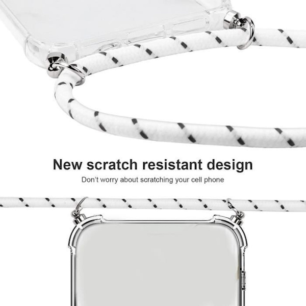 Fodral för Redmi Note 10 4G (6,43") Stötsäkert skydd Förstärkta TPU-hörn medföljer vit sladd Transparent-Vit